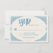 Azulejo Blue Wedding RSVP Karte (Vorderseite)