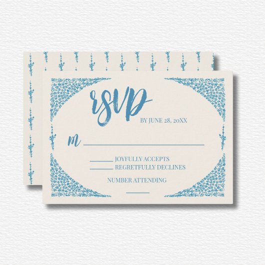 Azulejo Blue Wedding RSVP Karte