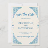 Azulejo Blue Wedding Save The Date (Vorderseite)