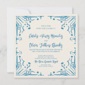 Azulejo Blue Wedding Square Einladung (Vorderseite)