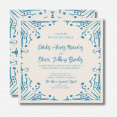 Azulejo Blue Wedding Square Einladung
