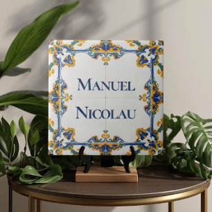 Azulejo Bunte Namensschild Tafel Schild  Fliese