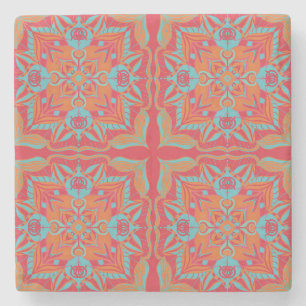 Azulejo Coral Floral  Steinuntersetzer