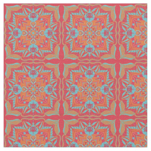 Azulejo Coral Floral Stoff (Nahaufnahme)