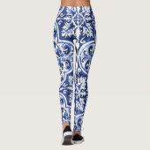 Azulejo Dolce Tile Pattern Leggings Blue Keramik (Rückseite)
