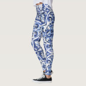 Azulejo Dolce Tile Pattern Leggings Blue Keramik (Links)