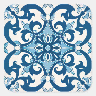 Azulejo Fleur-De-Lis Style-Muster Quadratischer Aufkleber