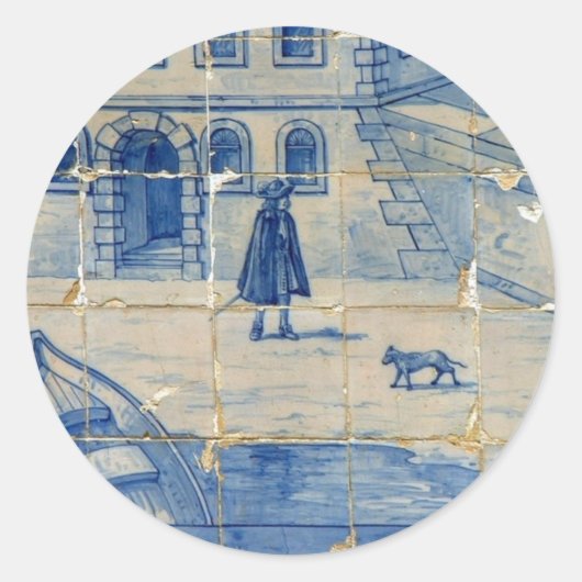 Azulejo-Fliese Runder Aufkleber (Vorderseite)