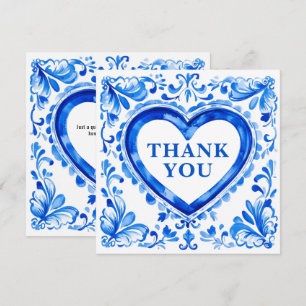 💙Azulejo Herz Danke‑Fliese Dankeskarte