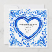 💙Azulejo Herz Danke‑Fliese Dankeskarte (Rückseite)