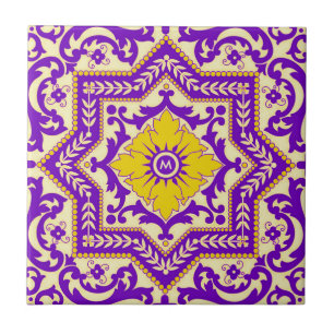 Azulejo-Keramik-Ornament im Vintage-Stil Monogramm Fliese