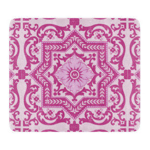 Azulejo-Keramik-Stil Vintage-Monogramm-Ornament Schneidebrett