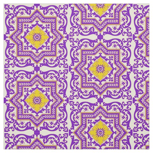 Azulejo Keramik Vintag Style Ornament Monogram Stoff (Muster)