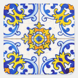 Azulejo-Kunstfliese Quadratischer Aufkleber