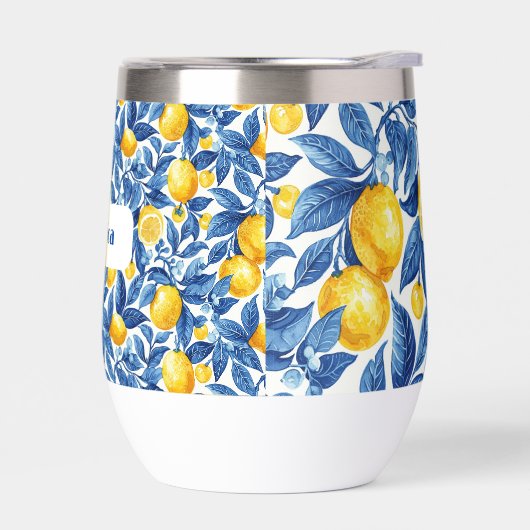 Azulejo Lemons Blue Blätter (Links)