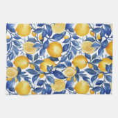 Azulejo Lemons Blue Blätter #1 Geschirrtuch (Horizontal)