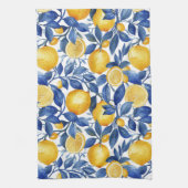 Azulejo Lemons Blue Blätter #1 Geschirrtuch (Vertikal)