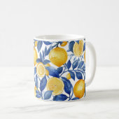 Azulejo Lemons Blue Blätter #1 Kaffeetasse (VorderseiteRechts)