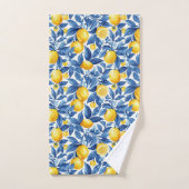Azulejo Lemons Blue Blätter Badhandtuch Set (Handtuch)