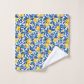 Azulejo Lemons Blue Blätter Badhandtuch Set (Waschlappen)