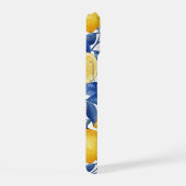 Azulejo Lemons Blue Blätter iPhone 15 Hülle (Rechte Seite)