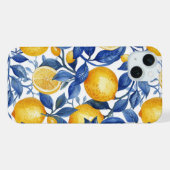 Azulejo Lemons Blue Blätter iPhone Hülle (Rückseite (Horizontal))