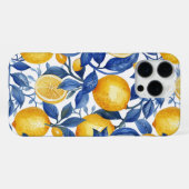 Azulejo Lemons Blue Blätter iPhone Hülle (Rückseite (Horizontal))