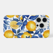 Azulejo Lemons Blue Blätter iPhone Hülle (Rückseite (Horizontal))