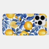 Azulejo Lemons Blue Blätter iPhone Hülle (Rückseite (Horizontal))