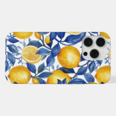 Azulejo Lemons Blue Blätter iPhone Hülle (Rückseite (Horizontal))