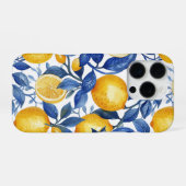 Azulejo Lemons Blue Blätter iPhone Hülle (Rückseite (Horizontal))