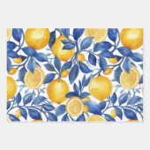 Azulejo Lemons Blue Blätter Pattern (Vorderseite 3)