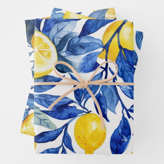 Azulejo Lemons Blue Blätter Pattern (Beispiel)