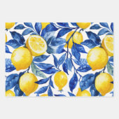 Azulejo Lemons Blue Blätter Pattern (Vorderseite)