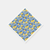 Azulejo Lemons Blue Blätter Serviette (Ecke)