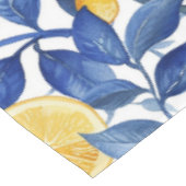 Azulejo Lemons Blue Blätter Tischdecke (Schrägansicht)