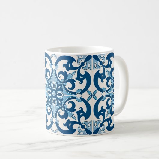 Azulejo Lilie Style Pattern Kaffeetasse (VorderseiteRechts)