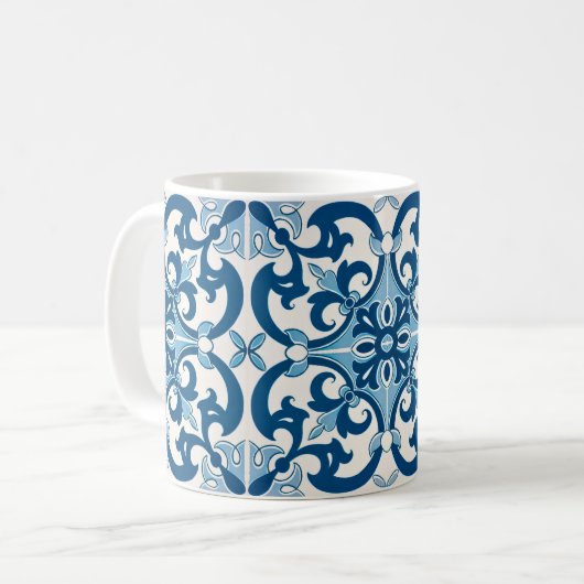 Azulejo Lilie Style Pattern Kaffeetasse (Vorderseite Links)