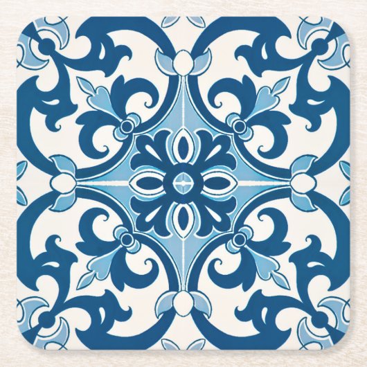 Azulejo Lilie Style Pattern Rechteckiger Pappuntersetzer (Vorderseite)