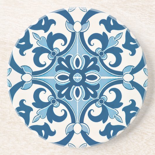 Azulejo Lilie Style Pattern Sandstein Untersetzer (Vorne)