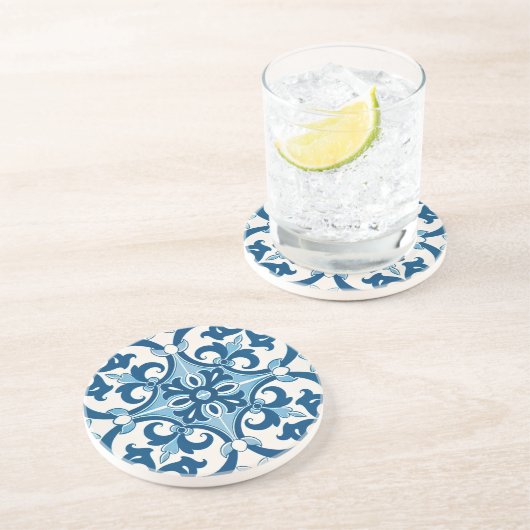 Azulejo Lilie Style Pattern Sandstein Untersetzer (Seite)