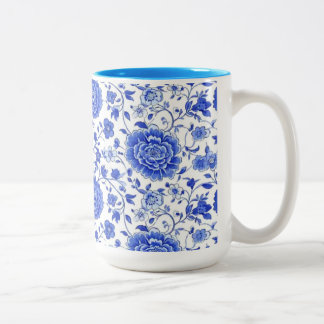 Azulejo Lissabon Portugal Floral Blau und Weiß Cer Zweifarbige Tasse