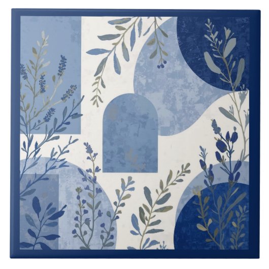 Azulejo Mediterranean Blue Botanical Fliese (Vorderseite)