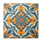 Azulejo orange und grüne Mosaik-Ostware Fliese (Vorderseite)