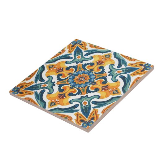 Azulejo orange und grüne Mosaik-Ostware Fliese (Seite)