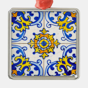 Azulejo Panel Tiles Silbernes Ornament