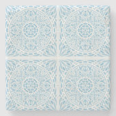 Azulejo Pastel Blue portugiesischer Tiles Paper Un Steinuntersetzer (Vorderseite)