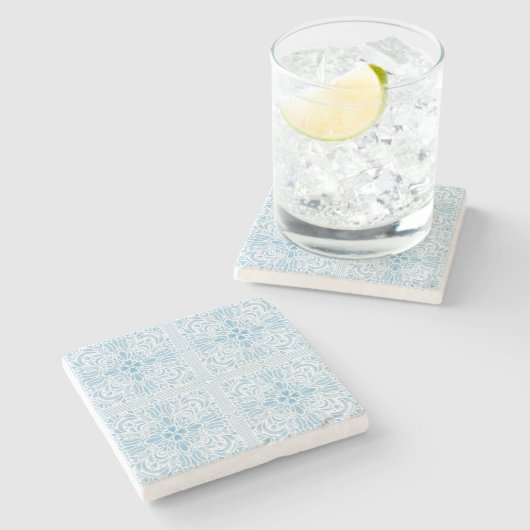 Azulejo Pastel Blue Steinuntersetzer (Seitenansicht)