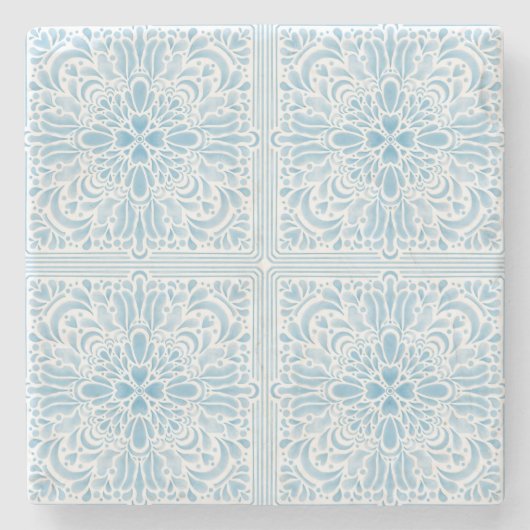 Azulejo Pastel Blue Steinuntersetzer (Vorderseite)