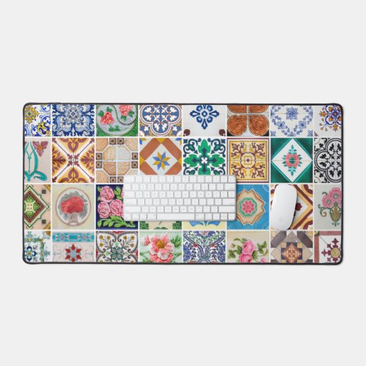 Azulejo Peranakan Wall Mural Decorative Tiles Schreibtischunterlage (Tastatur & Maus)